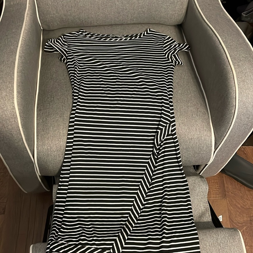 Black and white striped dress